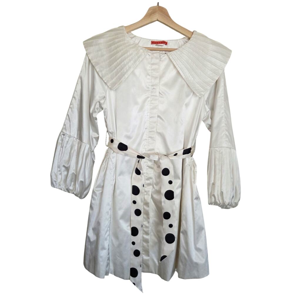 Alice + Olivia | Peter Pan Collar Silk Polka Dot Lined Cruella Deville Coat